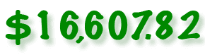 Green Text: $16,607.82